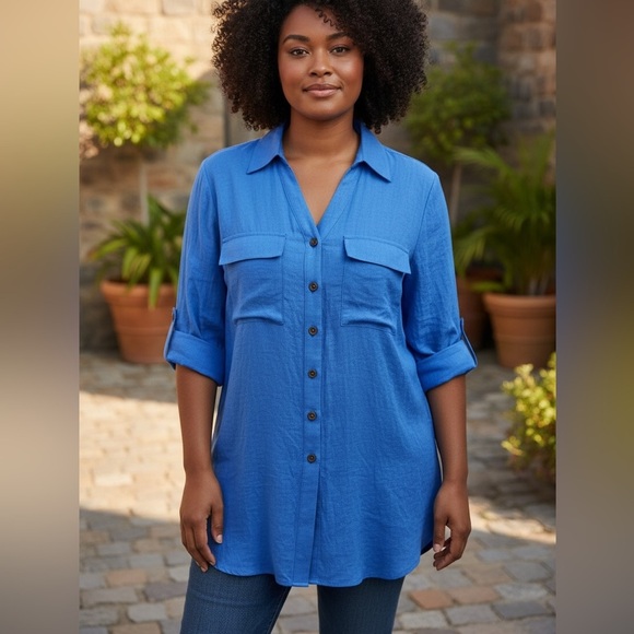 PerSeption Concept Blue Button-Down Shirt | XL | NWT - Picture 2 of 7
